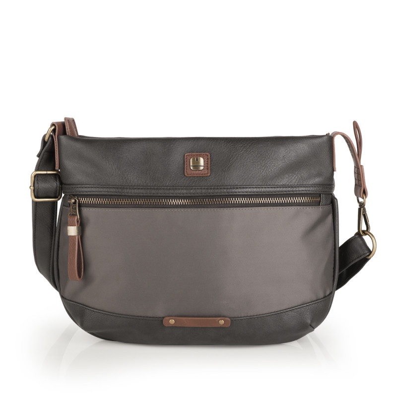 Bolso media luna de piel sintetica y nylon para mujer Gabol